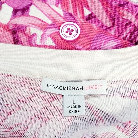 VTG Isaac Mizrahi Live Pink Floral Cotton Cardigan Women's (L) - Picture 7 of 10